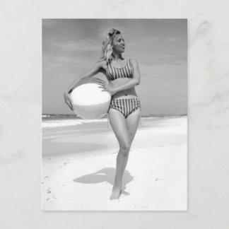 Vintage B&W Photo Florida Bikini Girl Vykort
