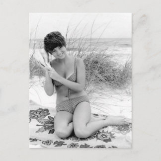 Vintage B&W Photo Florida Bikini Girl Vykort