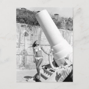 Vintage B&W Photo Florida Bikini Girl Vykort