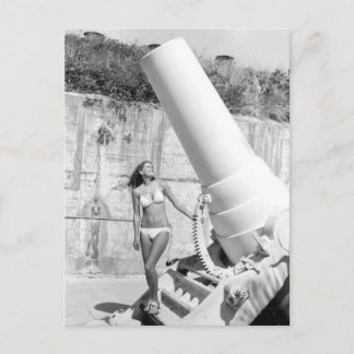 Vintage B&W Photo Florida Bikini Girl Vykort
