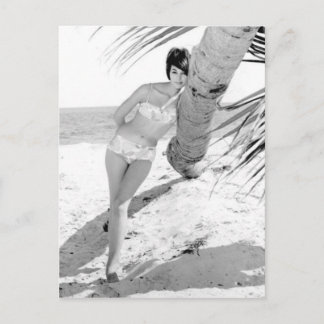 Vintage B&W Photo Florida Bikini Girl Vykort