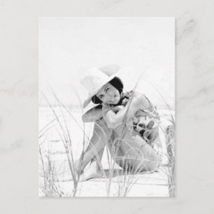 Vintage B&W Photo Florida Bikini Girl Vykort