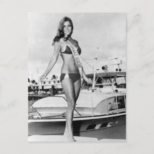 Vintage B&W Photo Florida Bikini Girl Vykort
