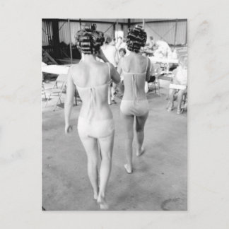 Vintage B&W Photo Florida Bikini Girls Vykort