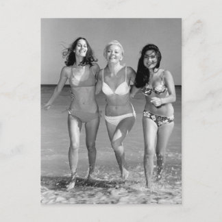 Vintage B&W Photo Florida Bikini Girls Vykort