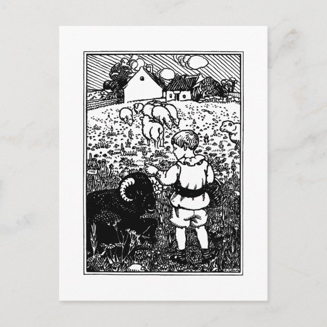 Vintage Baa, Baa, Black Sheep Rhyme Vykort (Framsida)