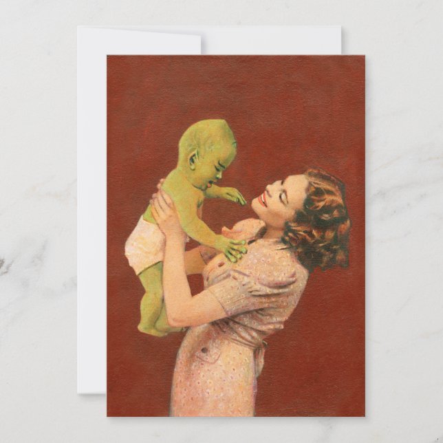 Vintage Baby Alien Inbjudan (Framsida)
