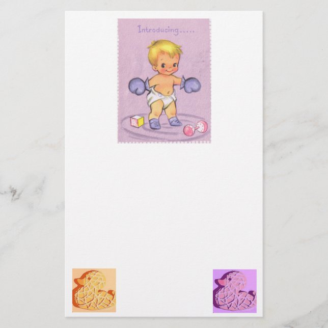 Vintage Baby annons-/boxningshandskar Brevpapper (Framsida)
