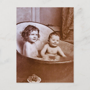 Vintage Baby badtid Vykort