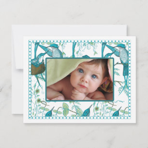 Vintage Baby Bird Family Baby Photo Notice Meddelande
