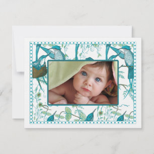 Vintage Baby Bird Family Baby Photo Notice Meddelande