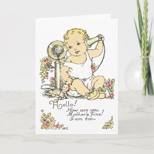 Vintage Baby Birth Notice Meddelande (Framsida)