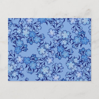 Vintage Baby blue Vår Flower Mönster Vykort