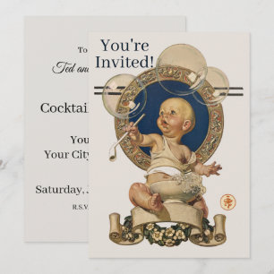 Vintage Baby Bubbles av J.C. Leyendecker Nursery Inbjudningar