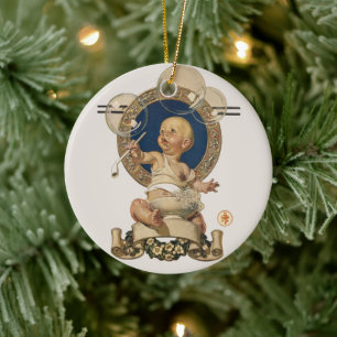 Vintage Baby Bubbles av J.C. Leyendecker Nursery Julgransprydnad Keramik