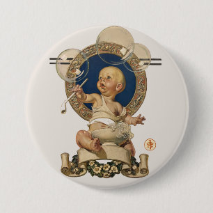 Vintage Baby Bubbles av J.C. Leyendecker Nursery Knapp