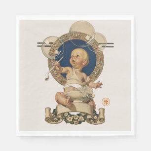 Vintage Baby Bubbles av J.C. Leyendecker Nursery Pappersservett