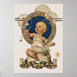 Vintage Baby Bubbles av J.C. Leyendecker Nursery Poster