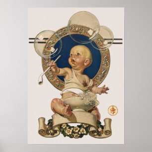 Vintage Baby Bubbles av J.C. Leyendecker Nursery Poster