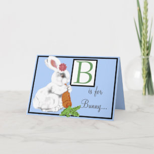 Vintage Baby Bunny Alphabet Brev Blue Customize Kort