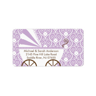 Vintage Baby Carriage Baby Shower Address Label Adressetikett