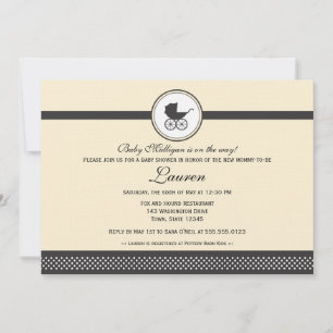 Vintage Baby Carriage Baby Shower Inbjudningar