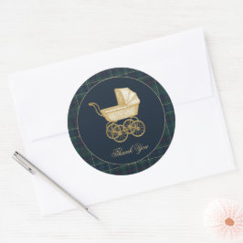 Vintage Baby Carriage Classic Baby Shower  Runt Klistermärke