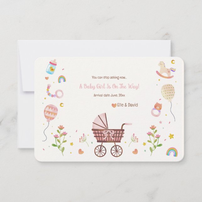Vintage Baby Carriage Gravid Notice Inbjudningar (Framsida)