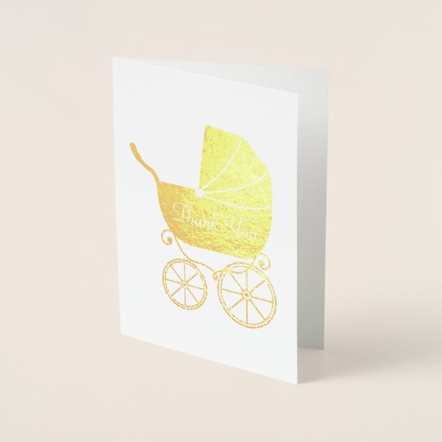 Vintage Baby Carriage Shower Snygg Folierat Kort (Framsida)