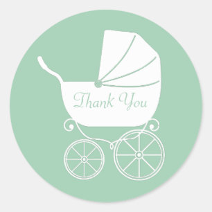 Vintage Baby Carriage Shower Snygg Runt Klistermärke