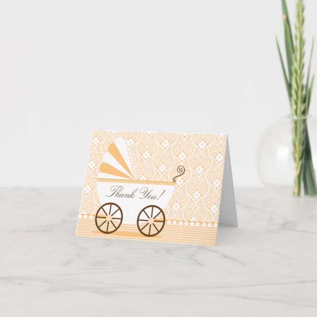Vintage Baby Carriage Tackkort Card (Framsida)