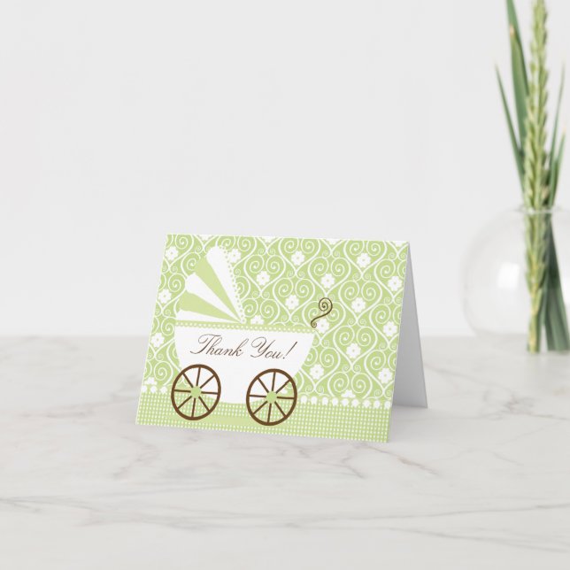 Vintage Baby Carriage Tackkort Card (Framsida)