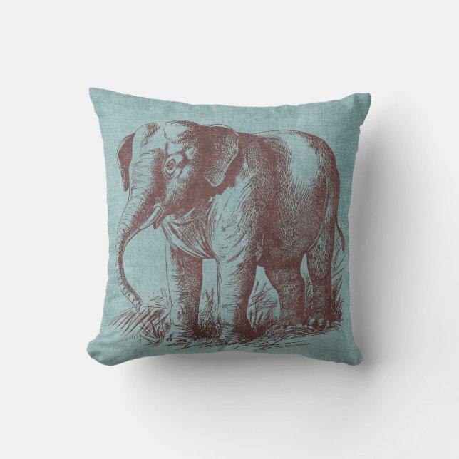 Vintage Baby Elephant Kudde (Framsida)