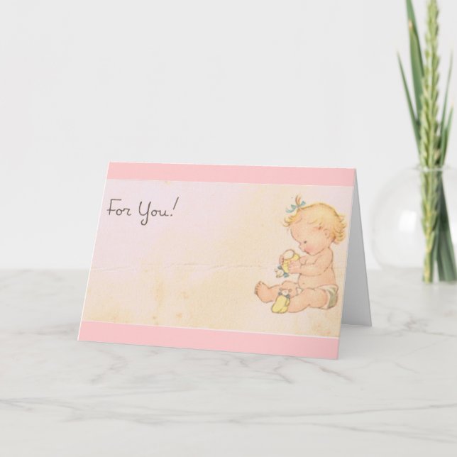 Vintage Baby Gift Märkre Kort (Framsida)