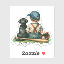 Vintage Baby, Hund och Baseball | Det är en pojke Klistermärken
