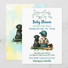 Vintage Baby, Hund och Baseball Thame Baby Shower Inbjudningar