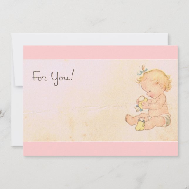 Vintage Baby Inbjudningar (Framsida)