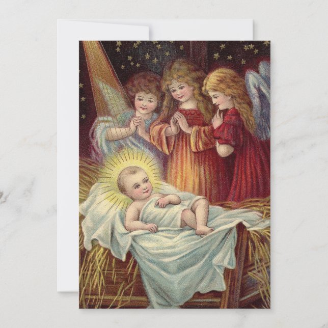 Vintage Baby Jesus i julkort (Framsida)