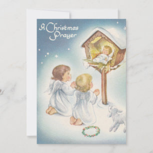 Vintage Baby Jesus och Änglar jul Julkort