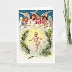 Vintage Baby Jesus- och Änglar-julkort Helgkort