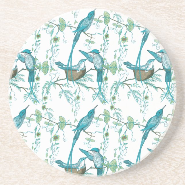 Vintage Baby med Moma och Pappa Bird Underlägg (Framsidan)