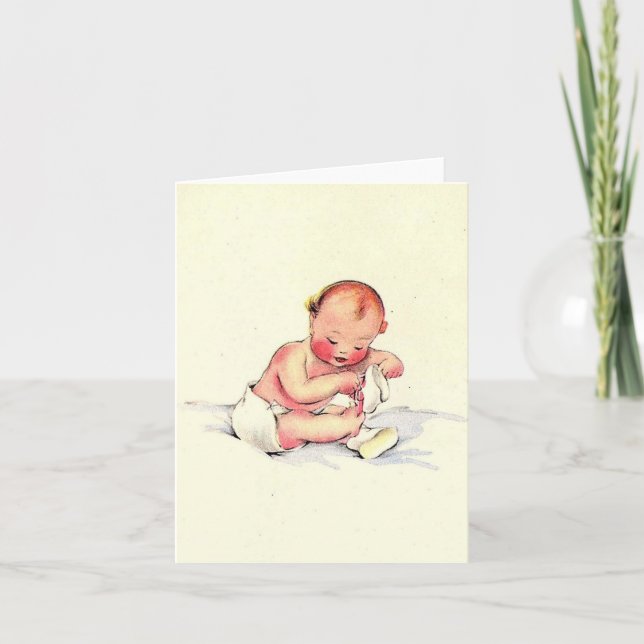 Vintage Baby med Shoe Card Kort (Framsida)