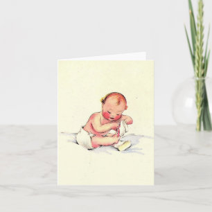 Vintage Baby med Shoe Card Kort