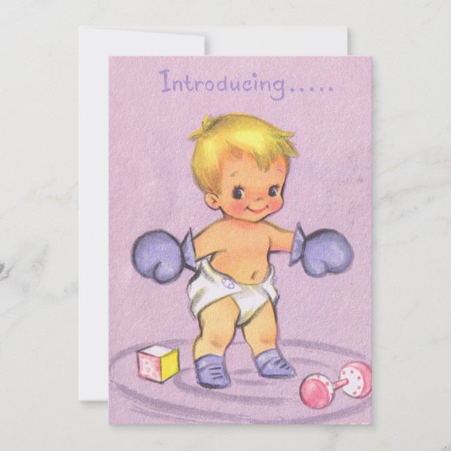 Vintage Baby meddelande Inbjudningar (Framsida)