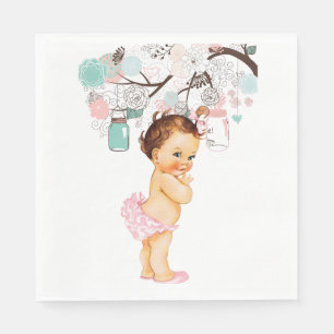 Vintage Baby Napkins med blommor och mason burk Pappersservett