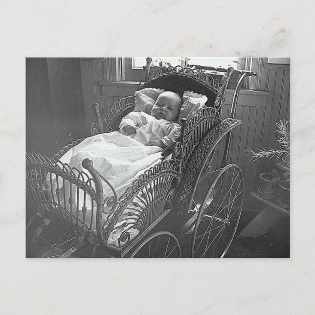 Vintage Baby och Barnvagn Vykort (Framsida)