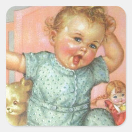 Vintage Baby och Leksak Fyrkantigt Klistermärke
