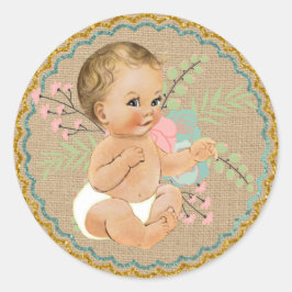Vintage Baby och Mason Burk Sticker Runt Klistermärke