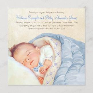 Vintage baby pojke shower inbjudningar