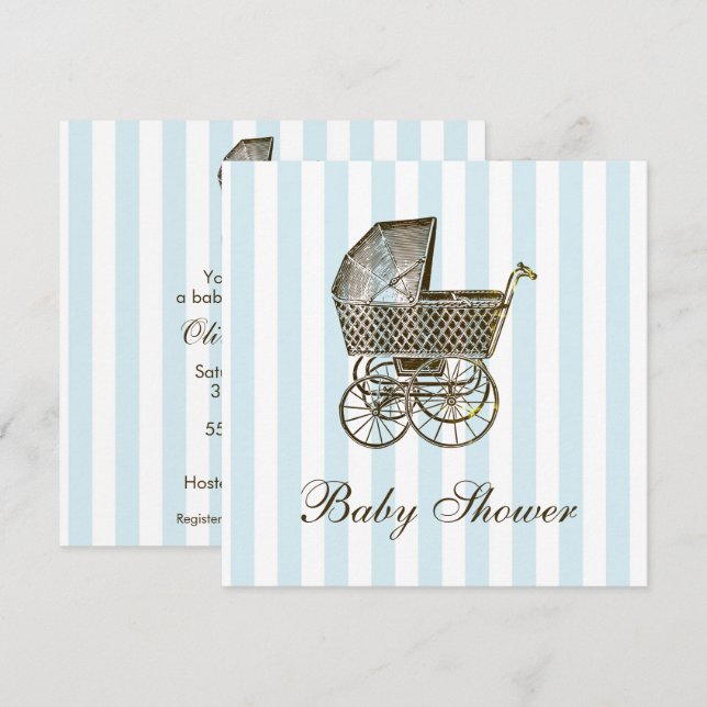 VINTAGE BABY PRAM | BABY SHOWER INBJUDNINGAR (Fram/baksida)